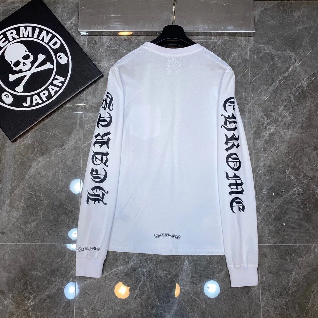 P160 Chrome Hearts long T series, synchronized with counters, letter neckline with floral arms ⭐ long-sleeved T-shirt, same style as celebrities ❤ Special customized version 1:1 high weight fabric 🌈 Recommended colors: white black 🌈 Size: S, M, L, XL